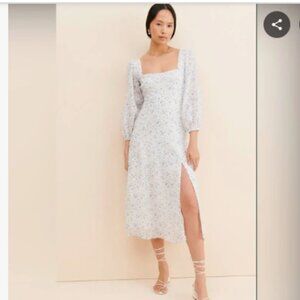 Astr The Label Audette Square Neck Floral Cutout Midi Dress